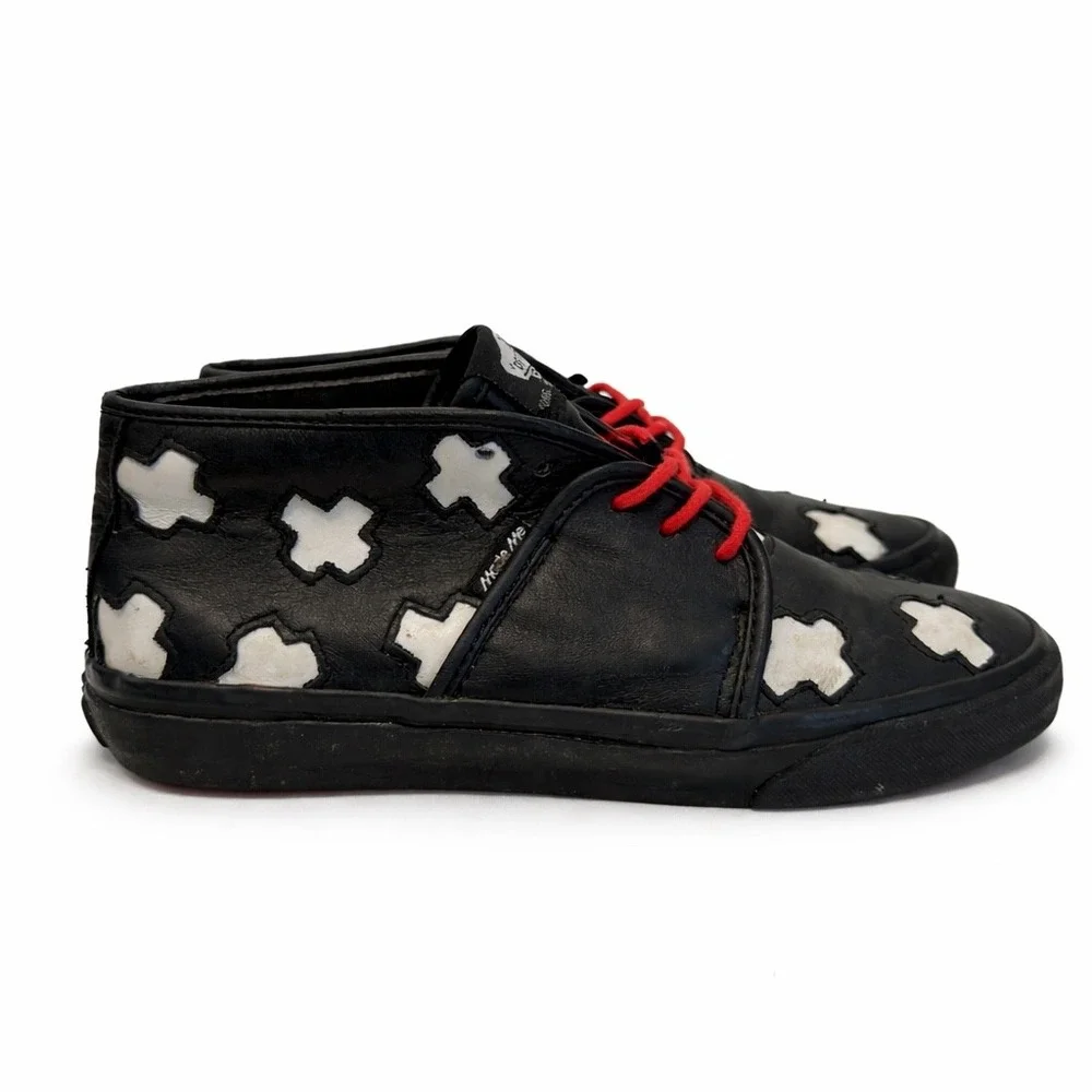 Vans MadeMe Camryn Plus Black Leather White Cross Sneakers Womens 7.5 Rare - Picture 6 of 7
